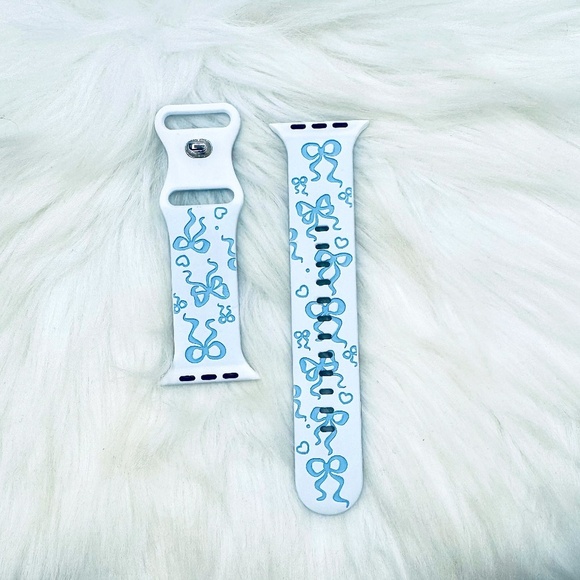 Blue Bow Design Apple Watch Bands in white pink 38mm 40mm 41mm - Picture 1 of 6